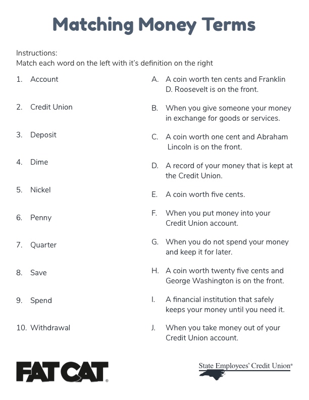 Matching Money Terms Image